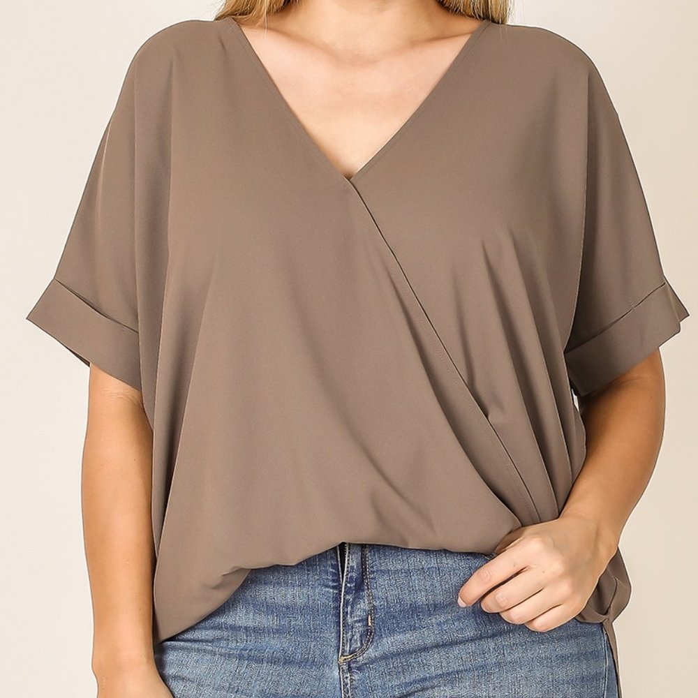 Mocha Flowy High Low Blouse